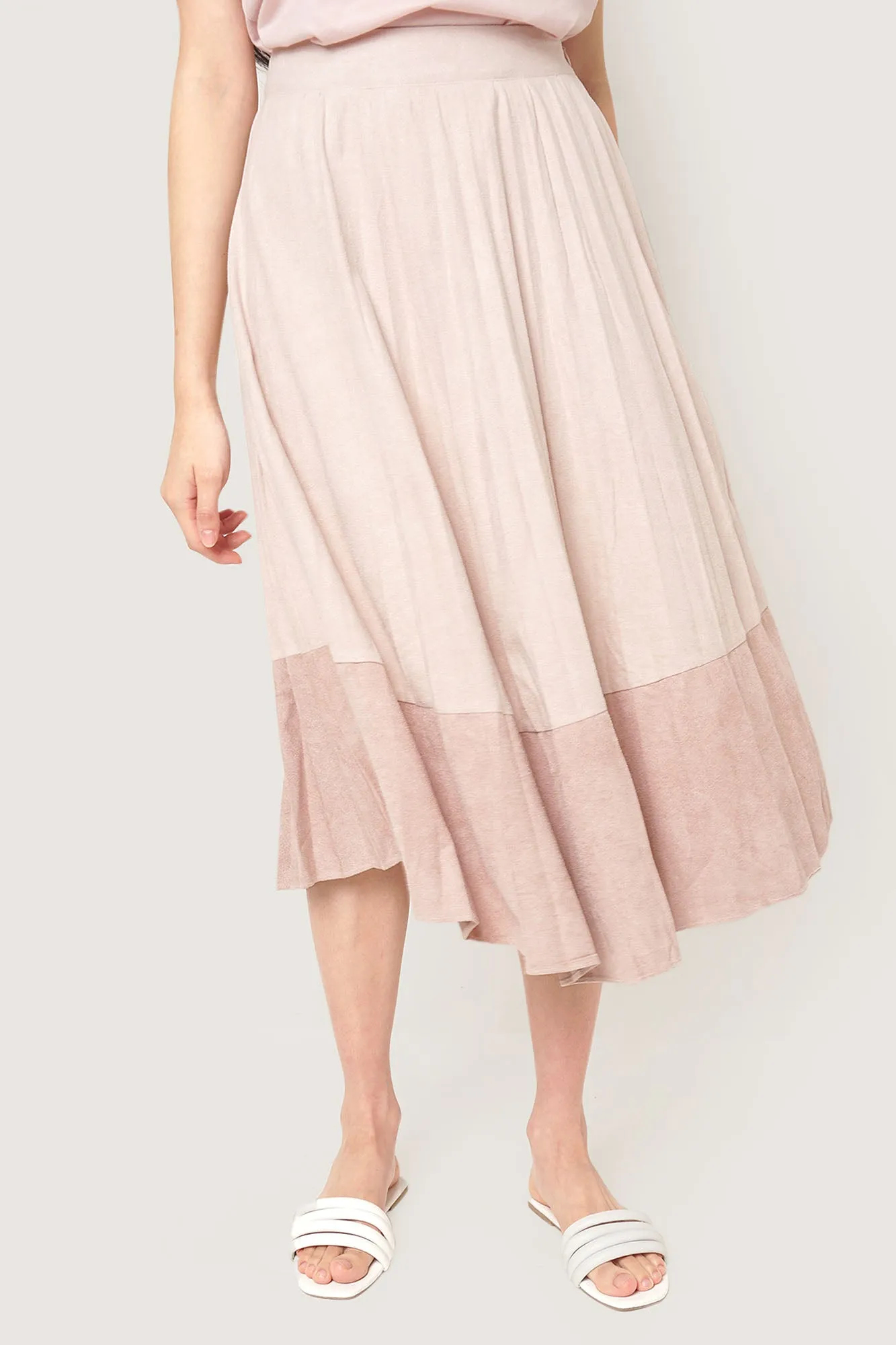 Suede Effect Pleated Skirt