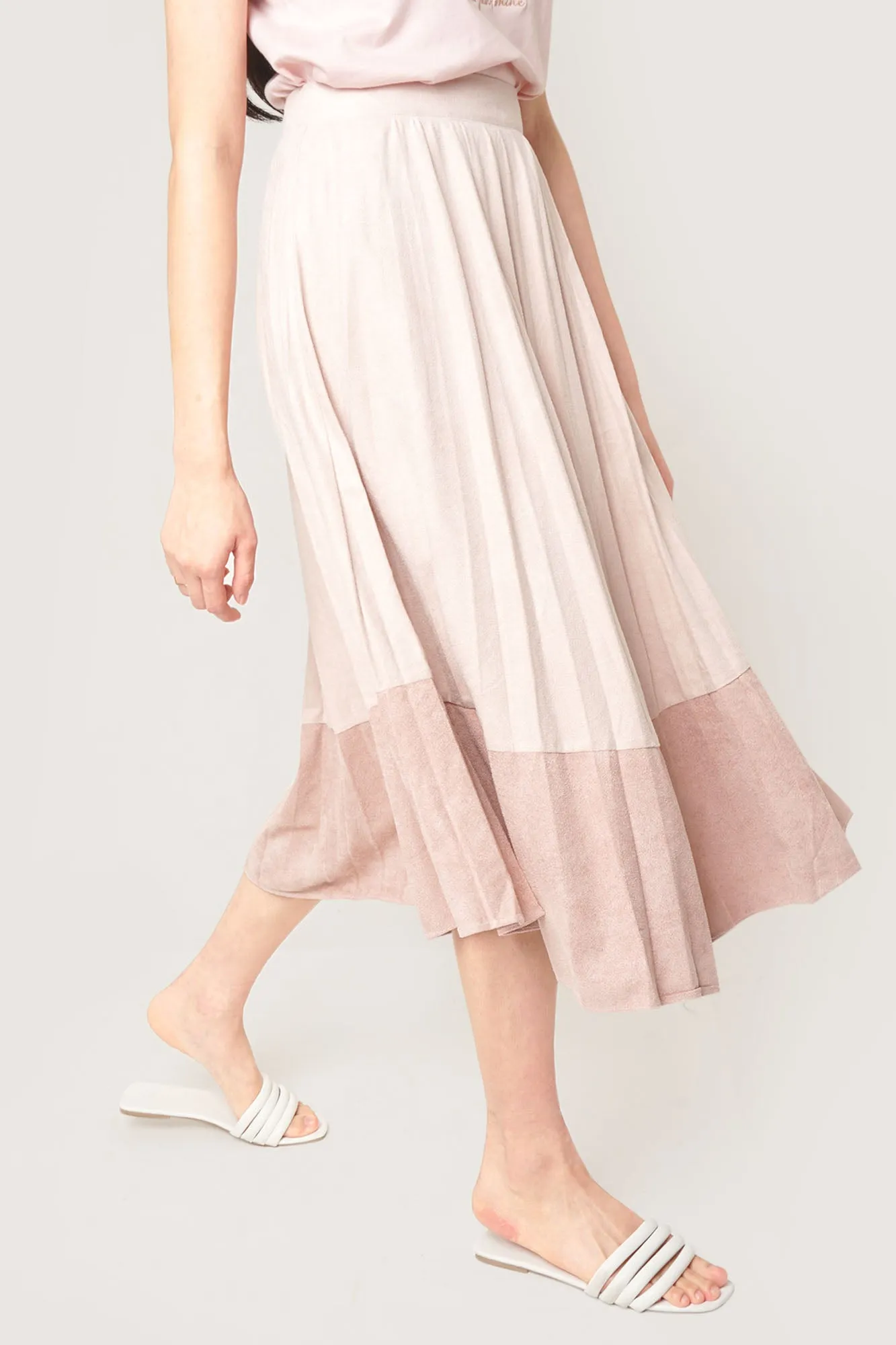 Suede Effect Pleated Skirt