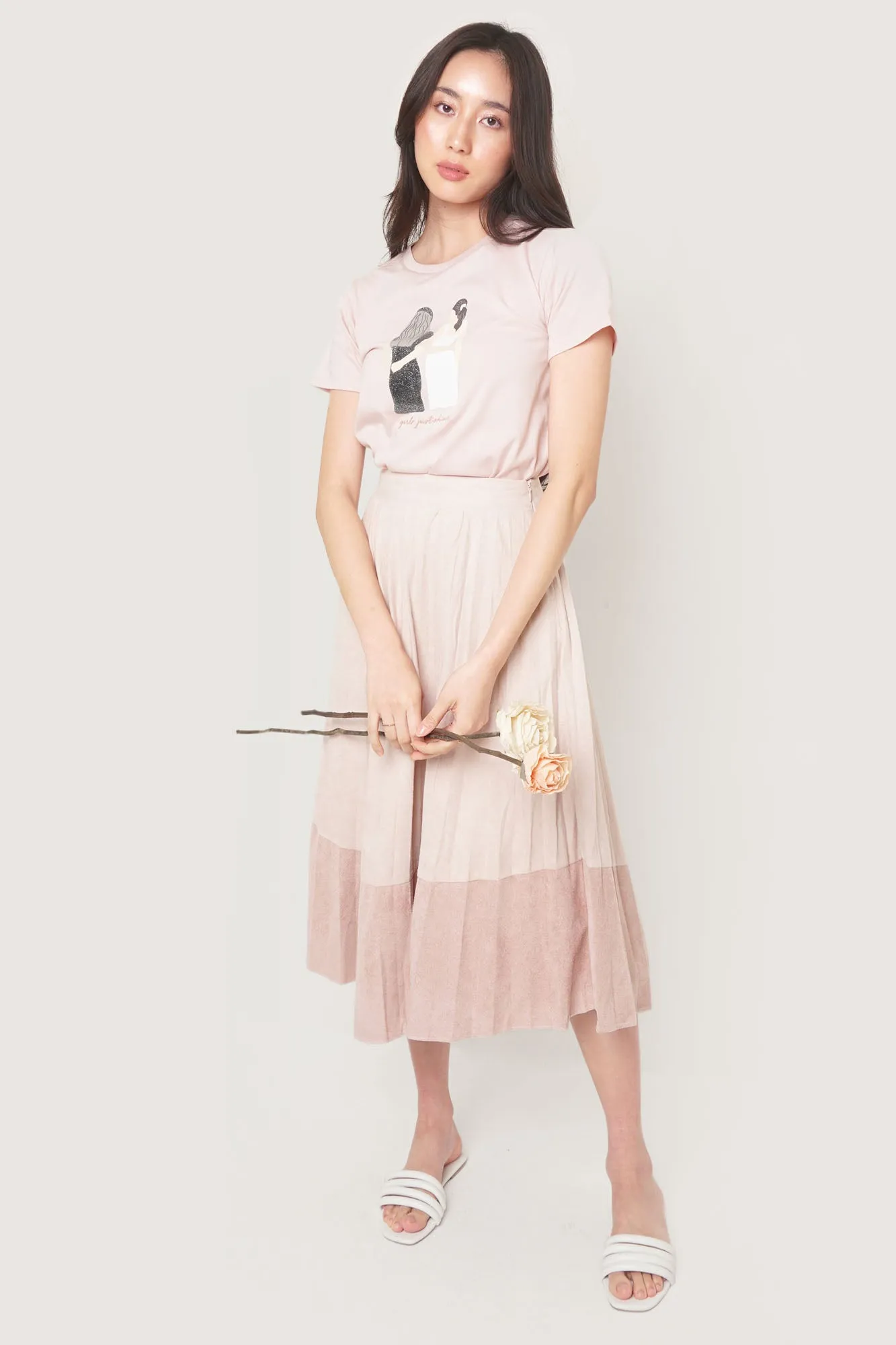 Suede Effect Pleated Skirt