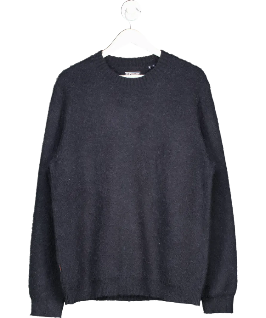 Superdry Blue Alpaca Blend Crew Jumper UK L