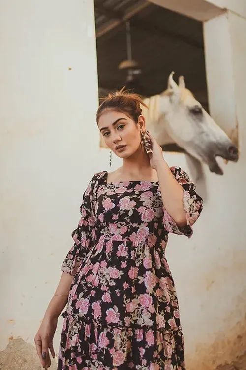 Sylvan Black Floral Dress