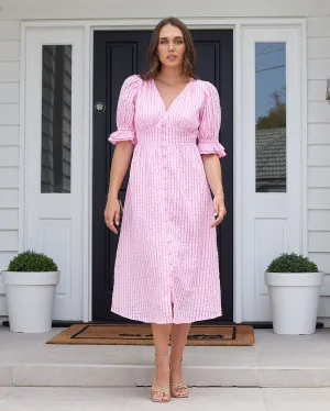 Tahlia Midi Dress- Pink Gingham