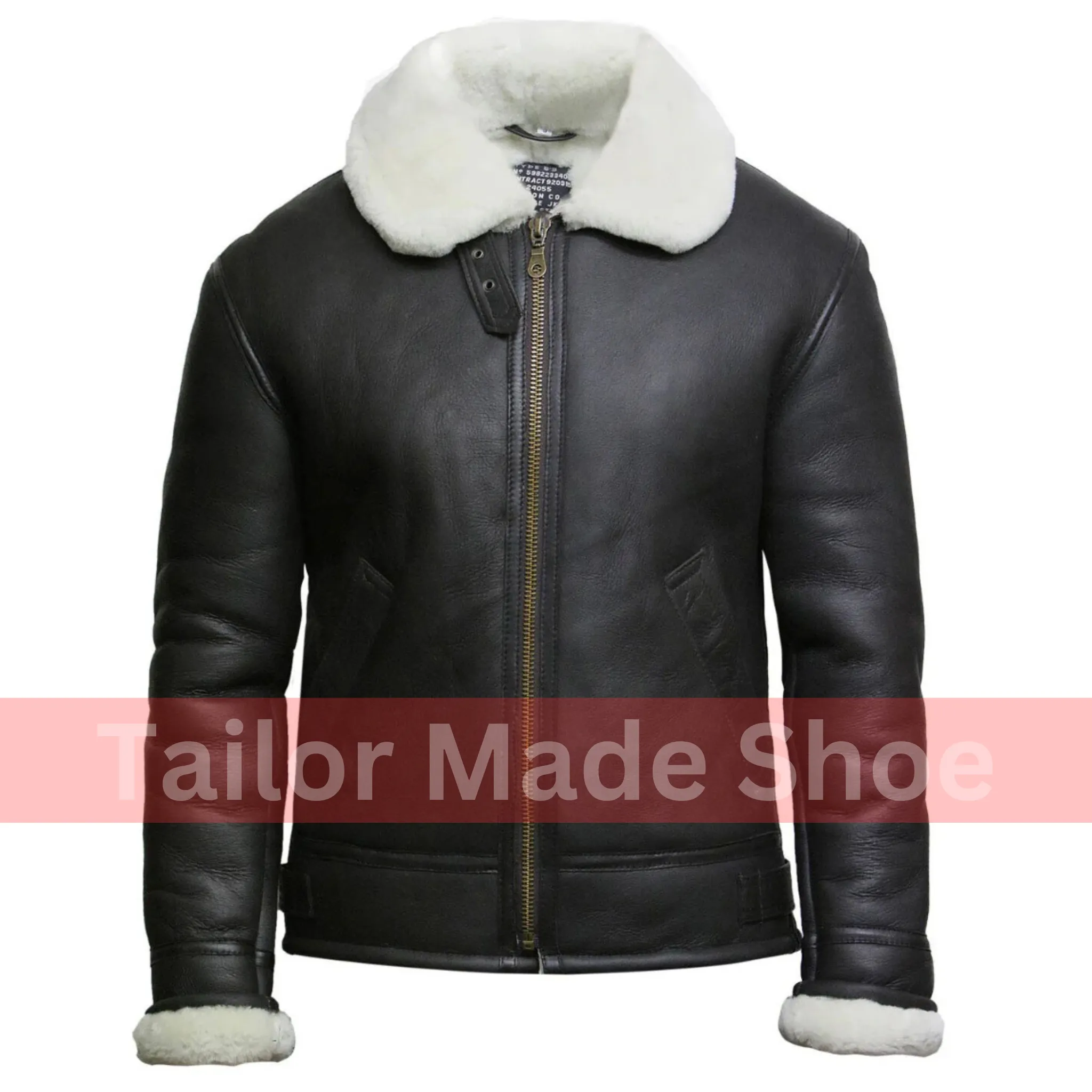 Tailor Made Men's Genuine Cream Sheepskin Leather Flying Pilot B3 Jackets
