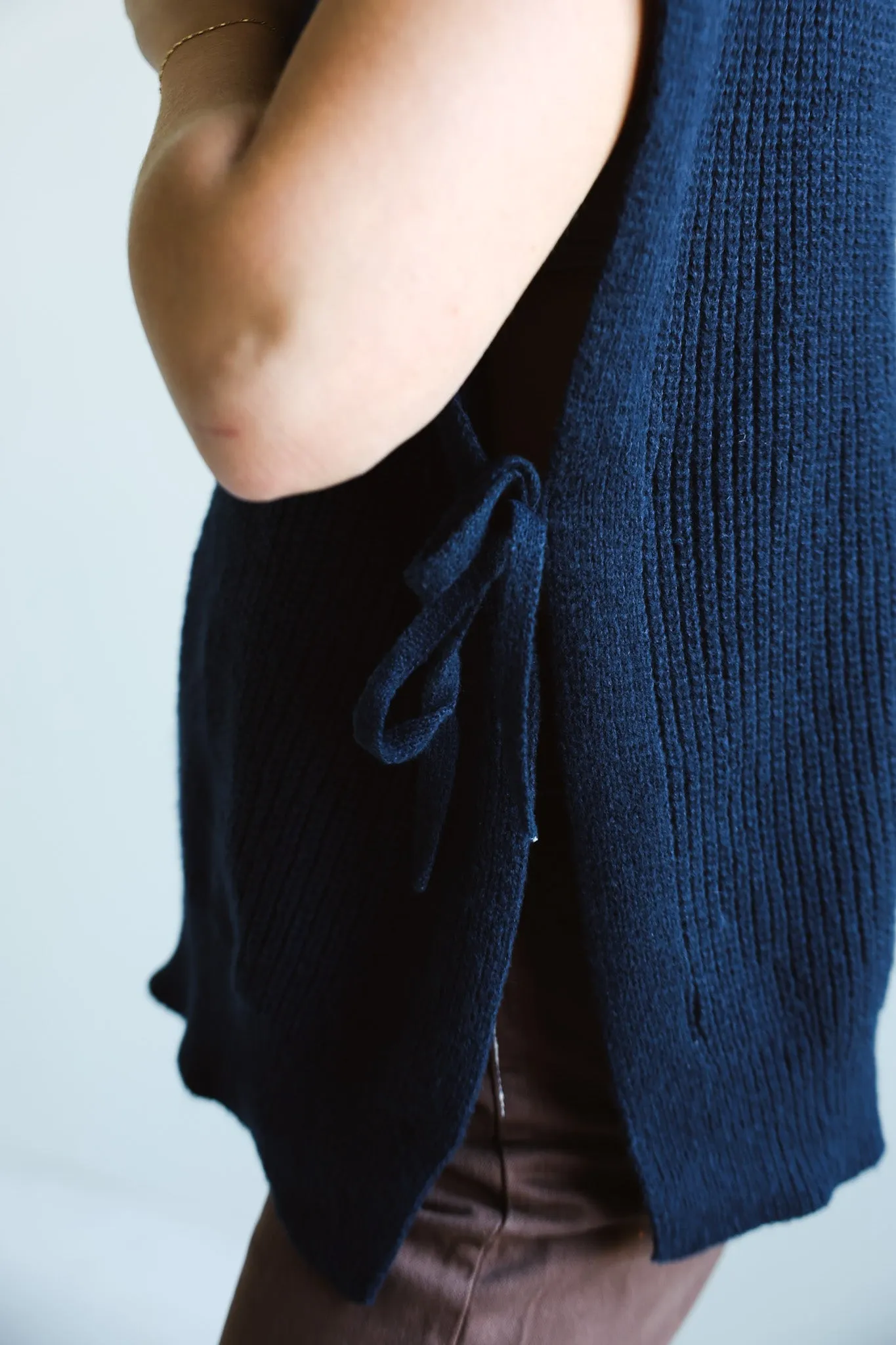 The Knit Side-Tie Sleeveless Turtleneck-Final Sale