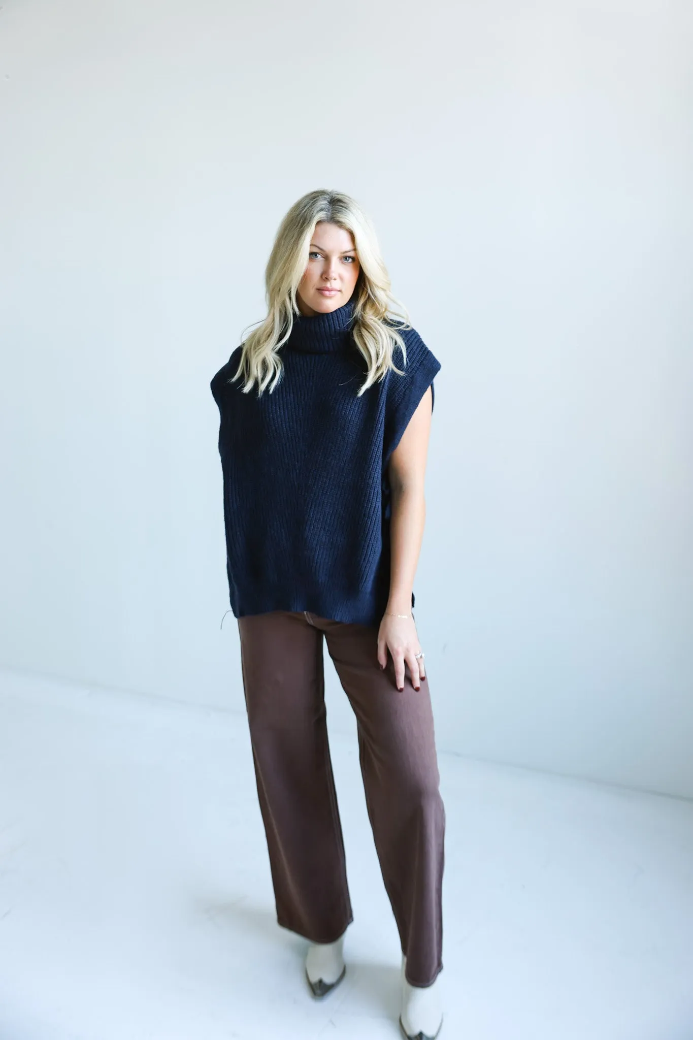 The Knit Side-Tie Sleeveless Turtleneck-Final Sale