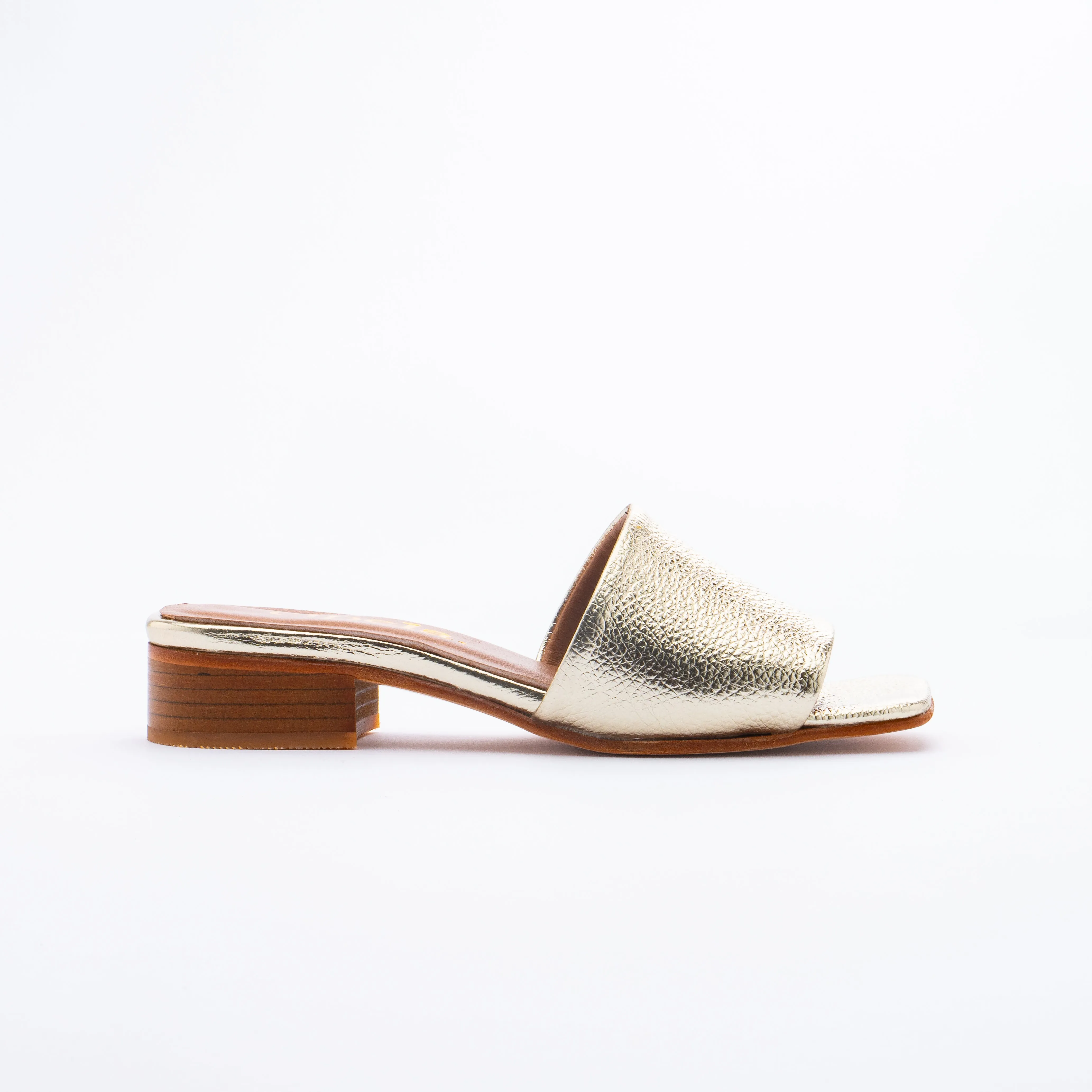 TIA Square-Toe Sandal Mules - Gold