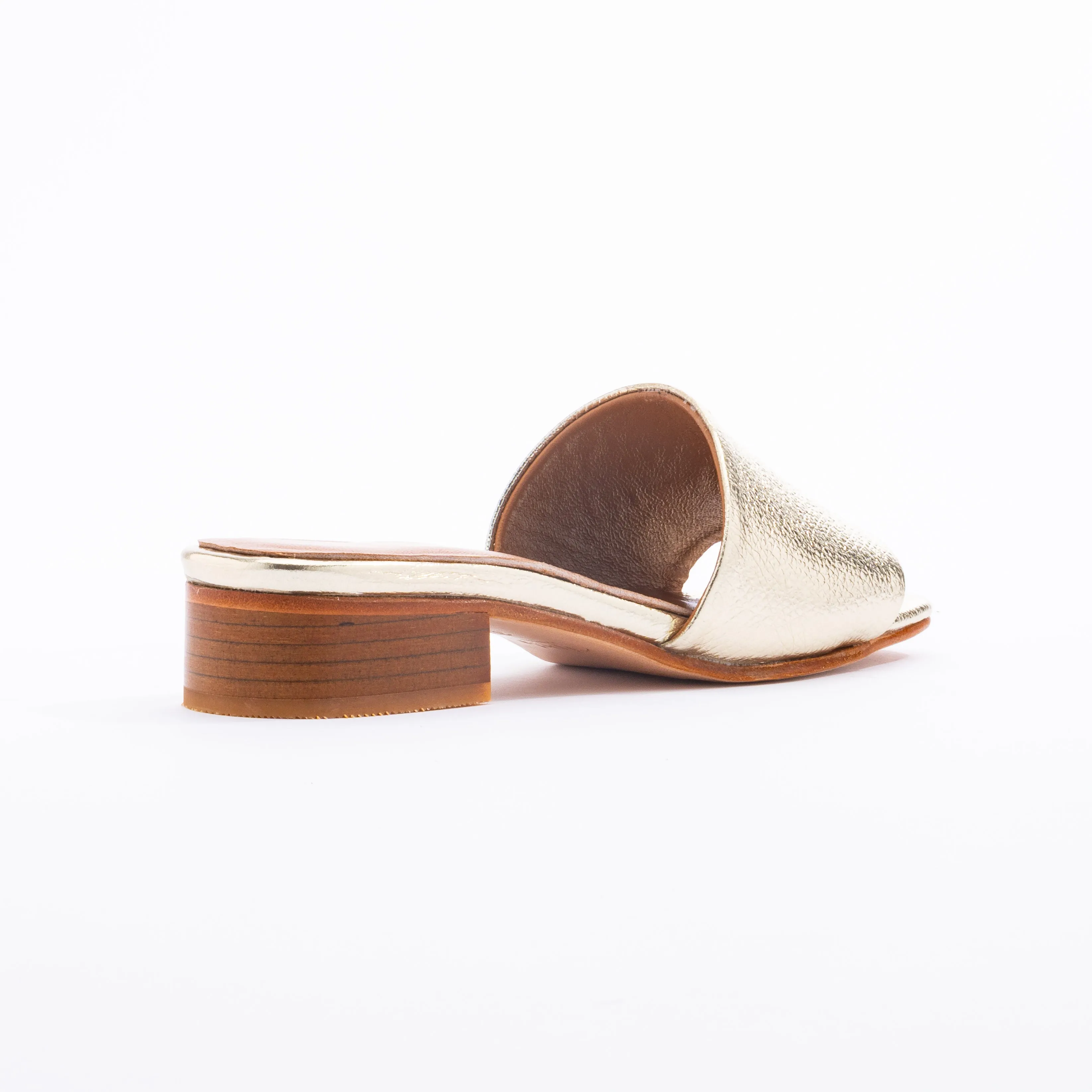 TIA Square-Toe Sandal Mules - Gold