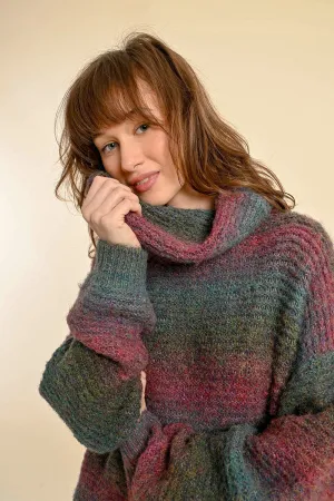 TIE & DYE KNIT WIDE TURTLENECK SWEATER