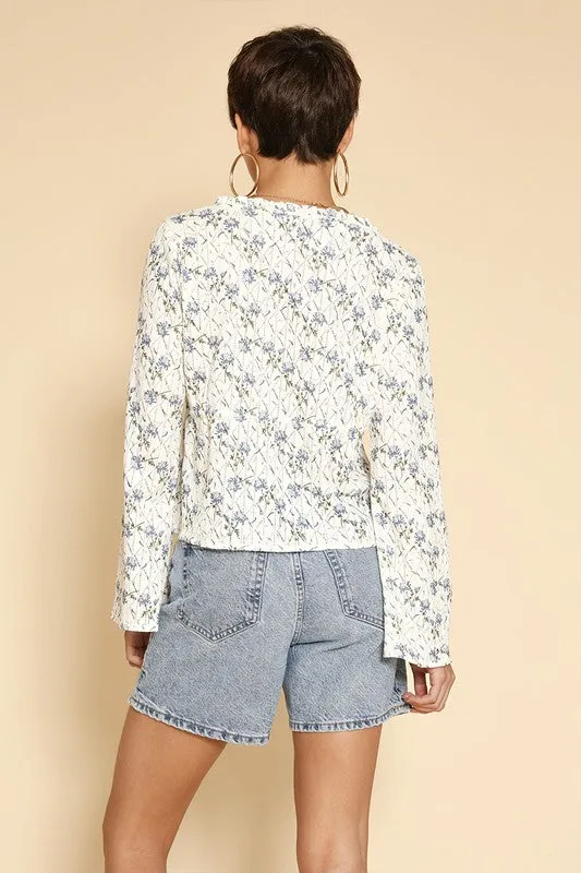 Tie front floral top