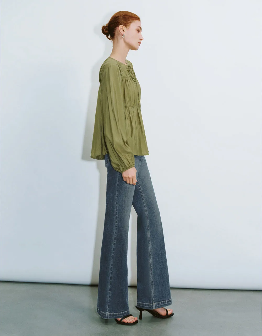 Tie Front Loose Overhead Shirt