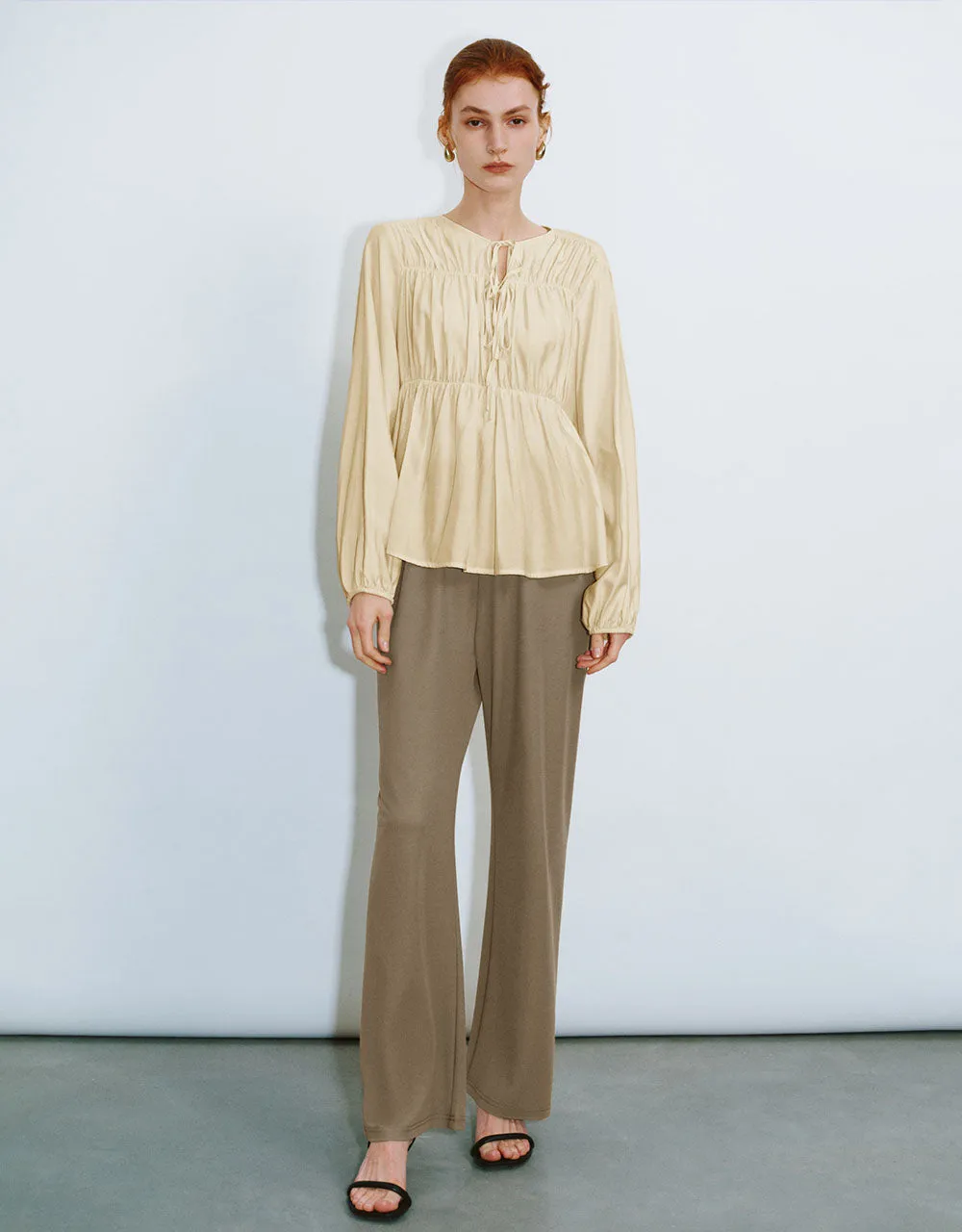 Tie Front Loose Overhead Shirt