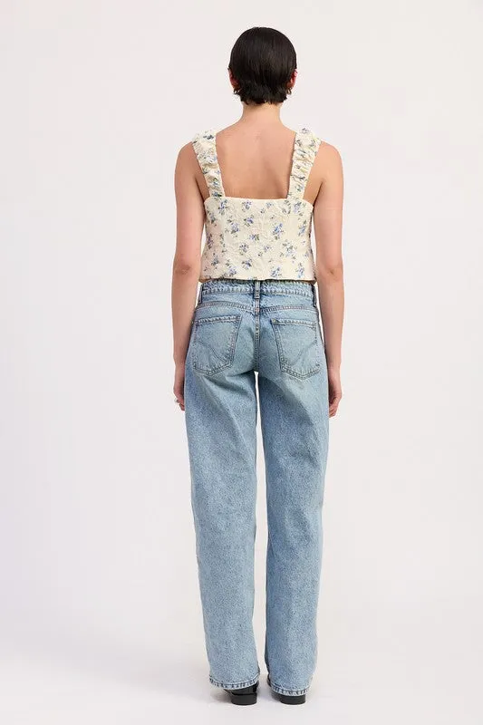 TIE FRONT PEASANT TOP
