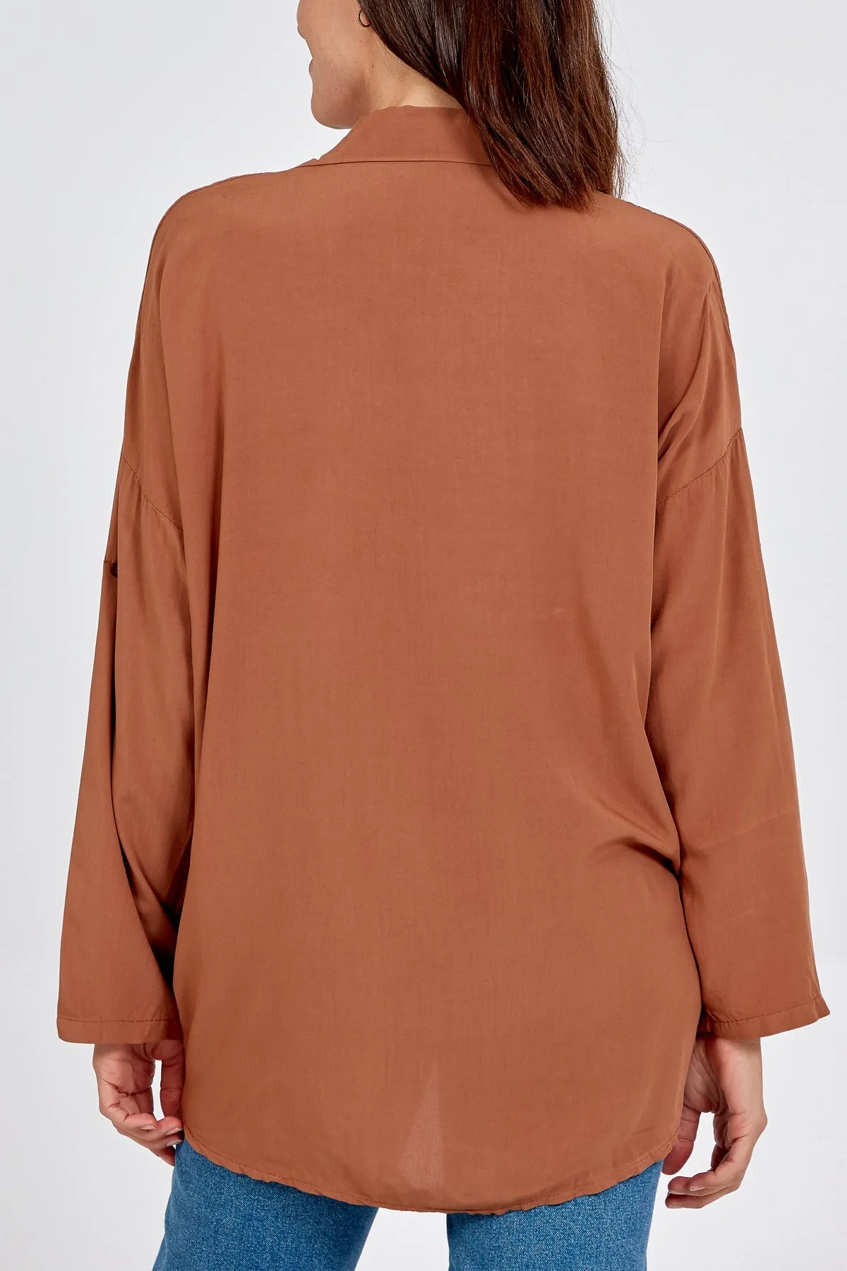 Tie Front Plain Shirt Blouse