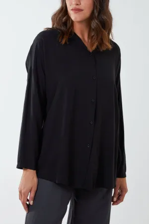 Tie Front Plain Shirt Blouse