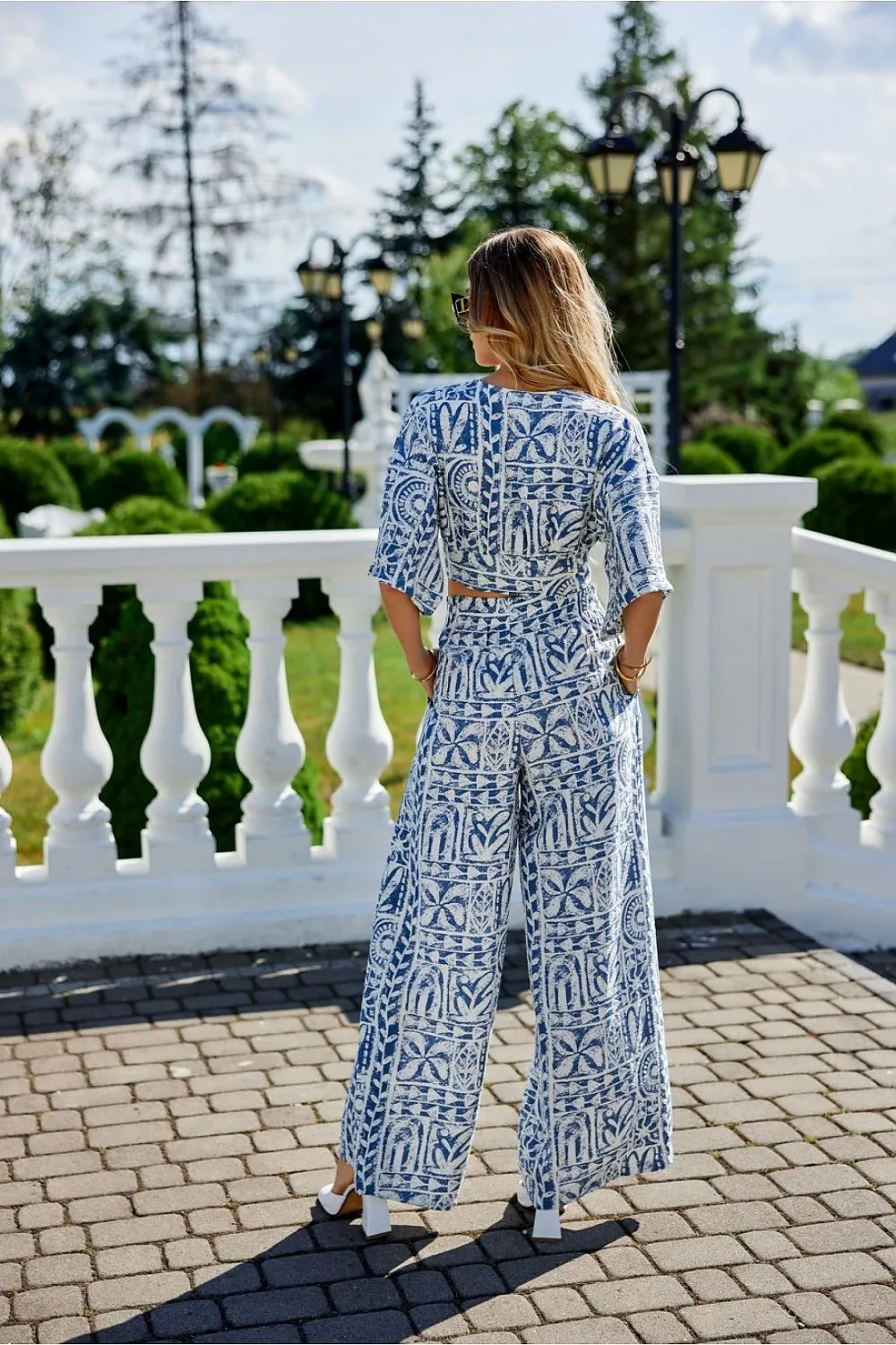 Tiered Front Tie Blouse