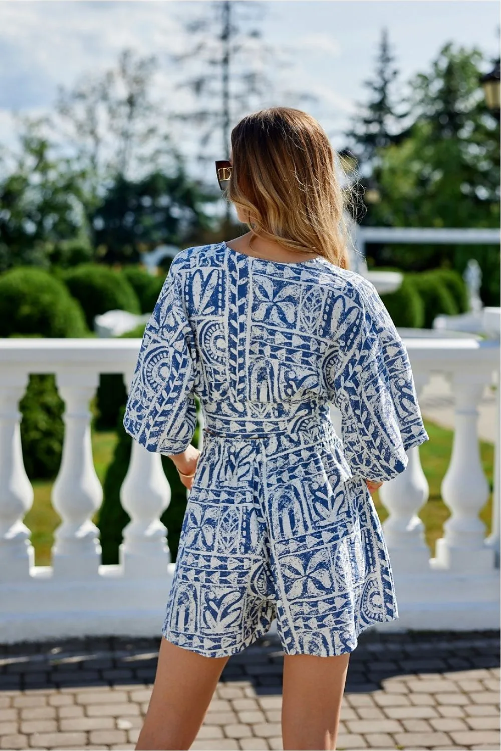 Tiered Front Tie Blouse