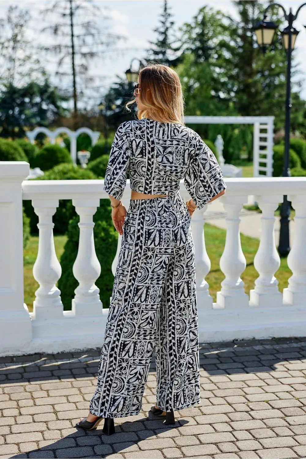 Tiered Front Tie Blouse