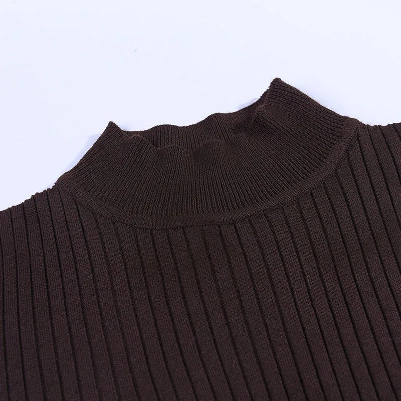 Tight-fitting Hip Dress Female Autumn High Collar Belt Cuff Bifurcation
