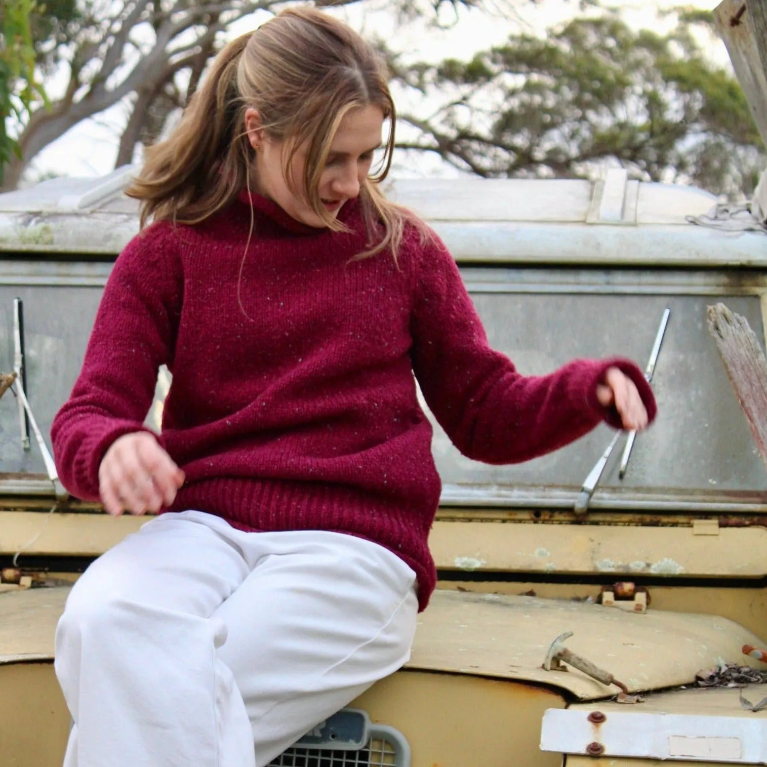 Turtle Neck Jumper - Berry