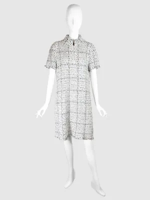 Tweed Quarter Zip Midi Dress - Size 3