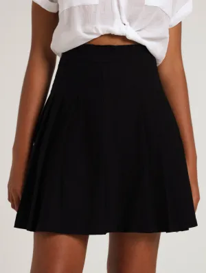 Twill Pleated Skirt - Black