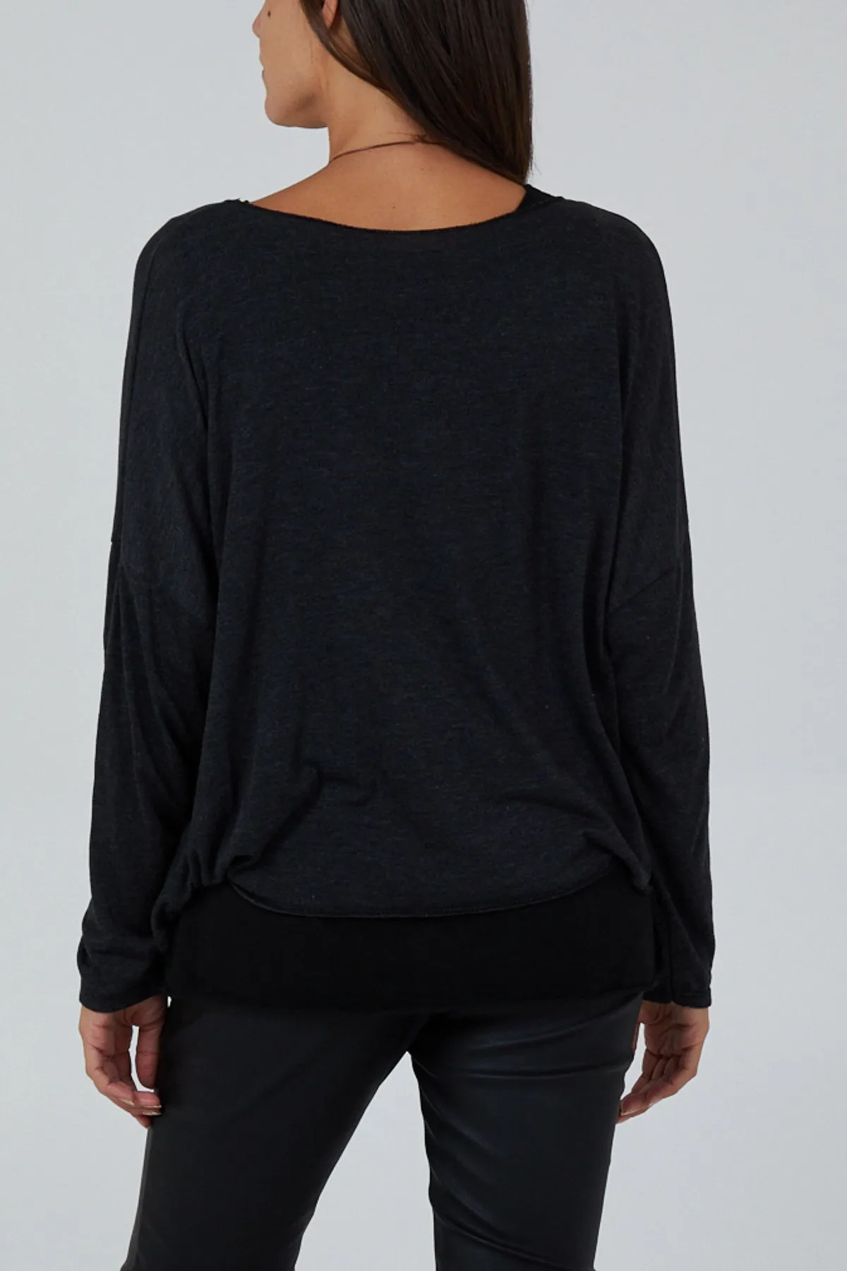 Twist Front 2 in 1 Necklace Long Sleeve Top