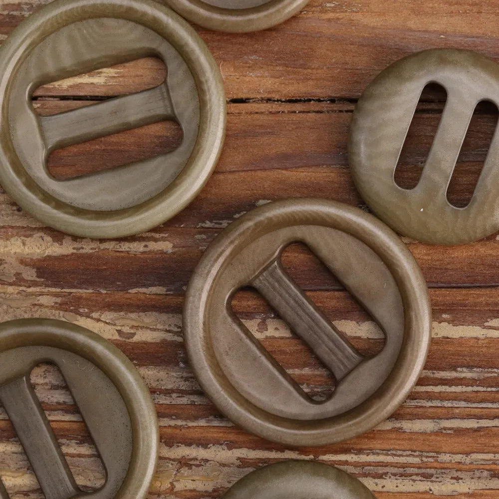 Two Oblong Hole Corozo Buttons Black Navy Blue Khaki 15 Pack (3 Colors)