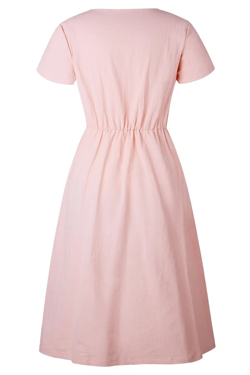 V-neck Pocket Dress(4 Colors)