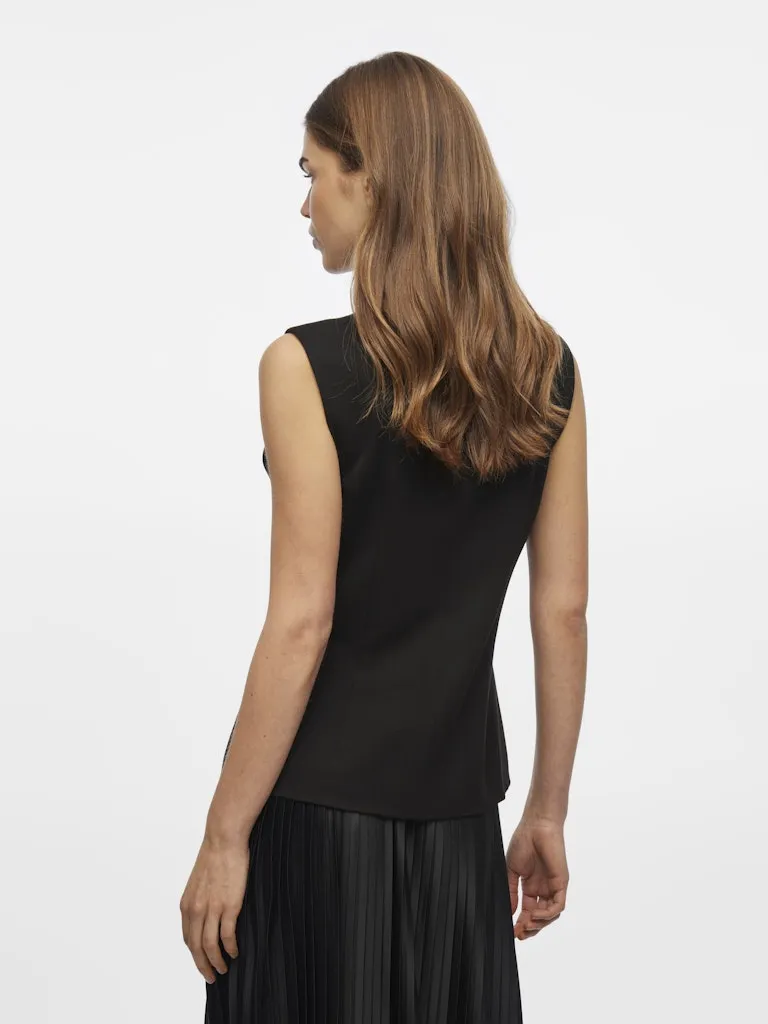 Varone Sleeveless Sqaure Neck Vest | Black