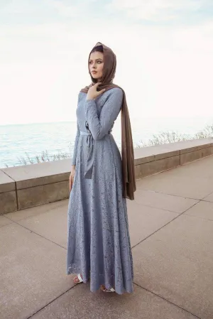Venetian Maxi Gown - Ocean Gray