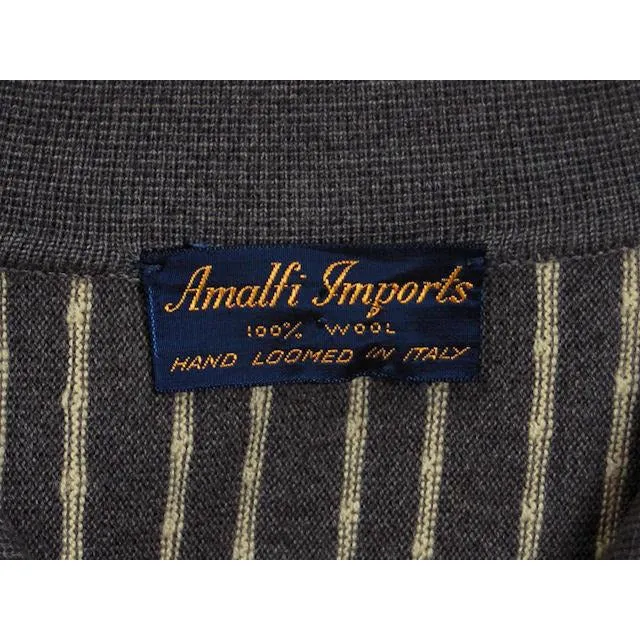 Vintage Cardigan Sweater Gray & Ivory Stripes Wool 1960s Tunic Style  Italy