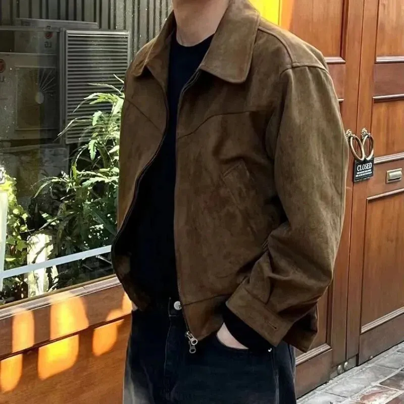 Vintage casual  brown italian suede leather jacket - Leather Jackets