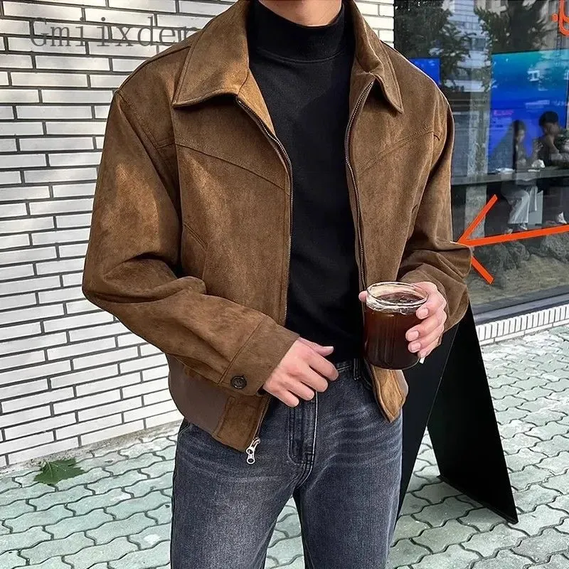 Vintage casual  brown italian suede leather jacket - Leather Jackets