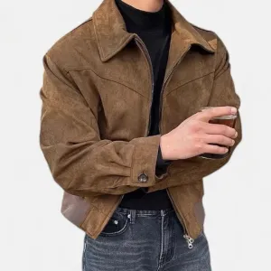 Vintage casual  brown italian suede leather jacket - Leather Jackets