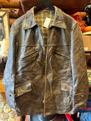Vintage French 1940s Style Motorcycle Jacket, Medium