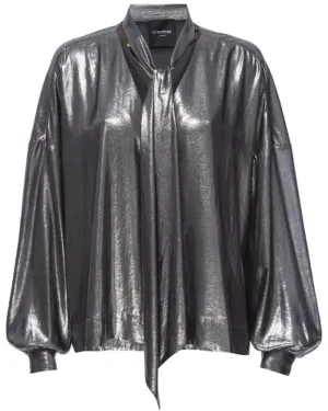 Vintage Gold Pewter Costes Tie Front Blouse