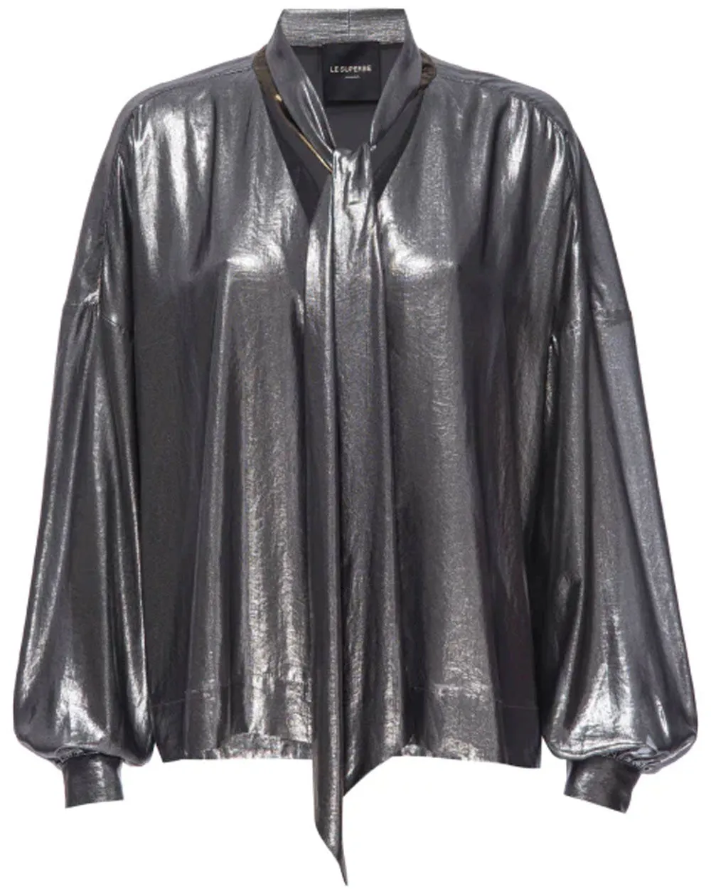 Vintage Gold Pewter Costes Tie Front Blouse