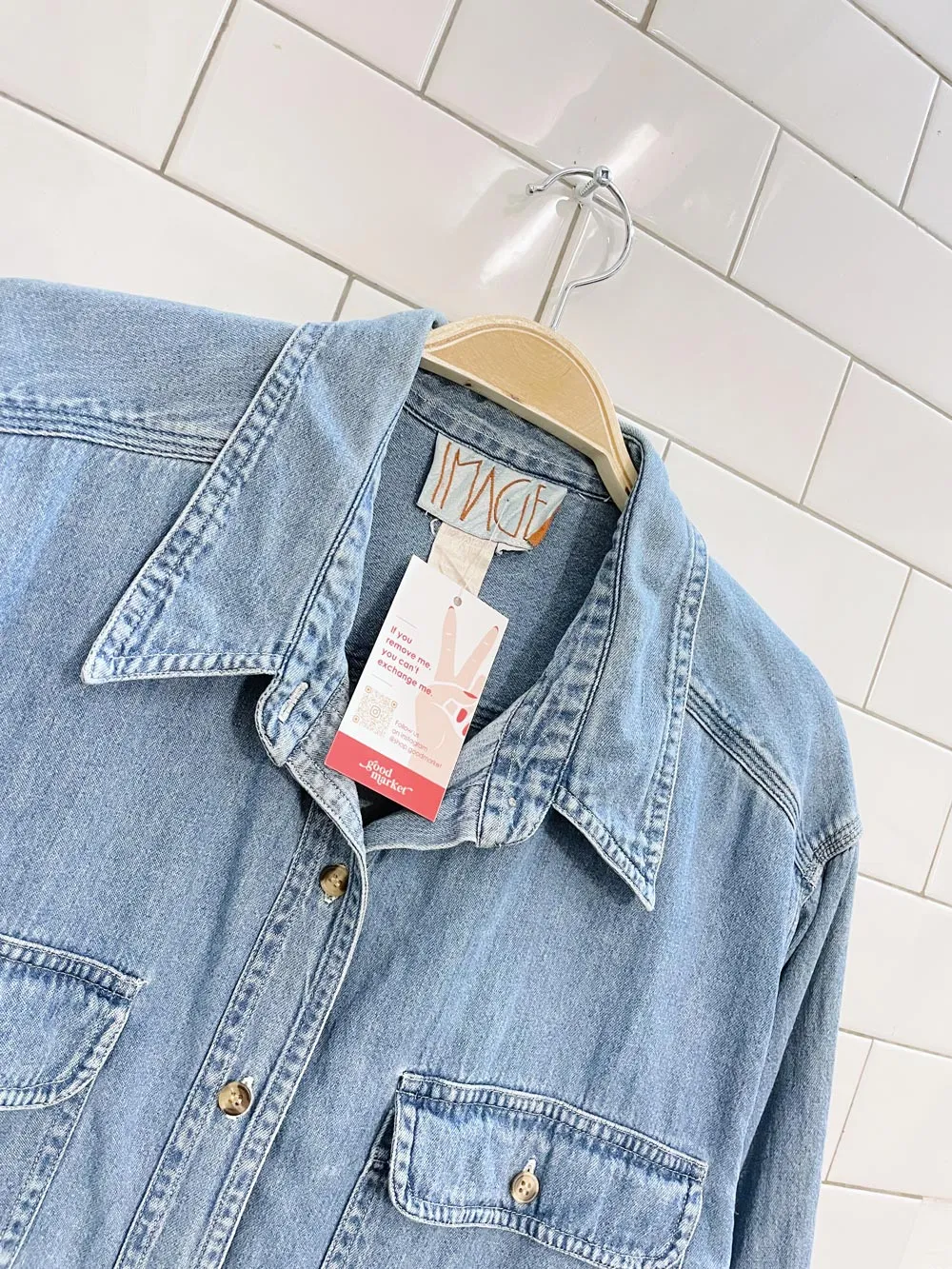 vintage image denim button down shirt