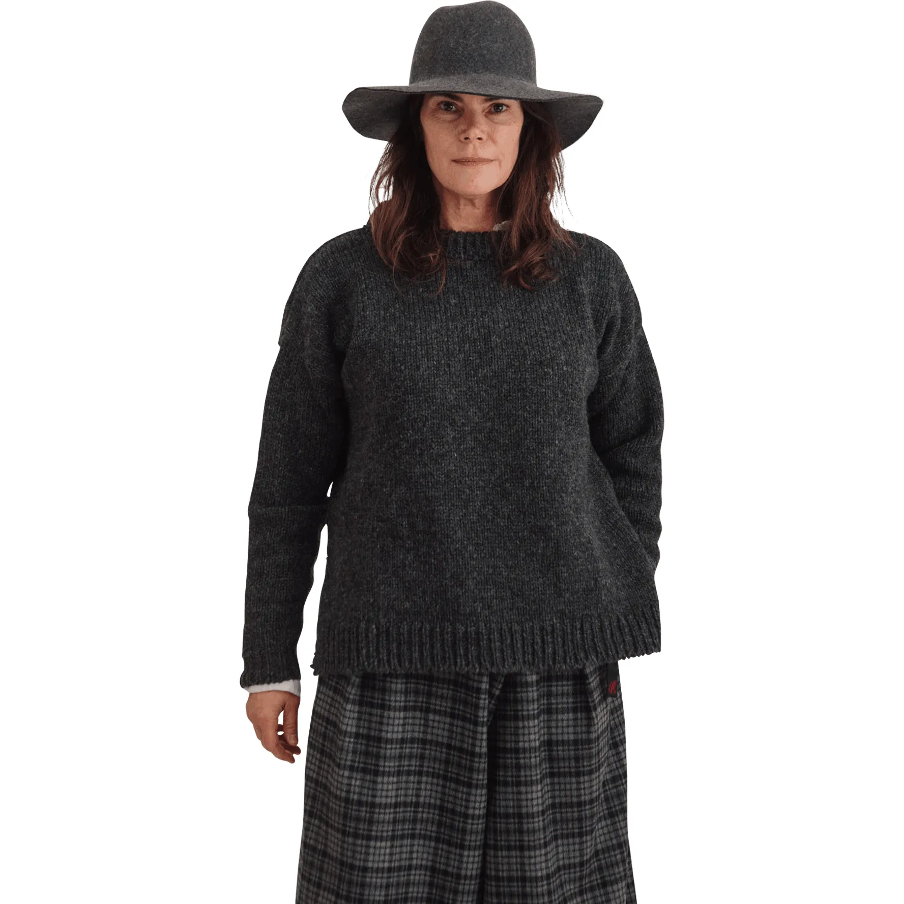 W Nansen Split Seam Sweater, Anthracite