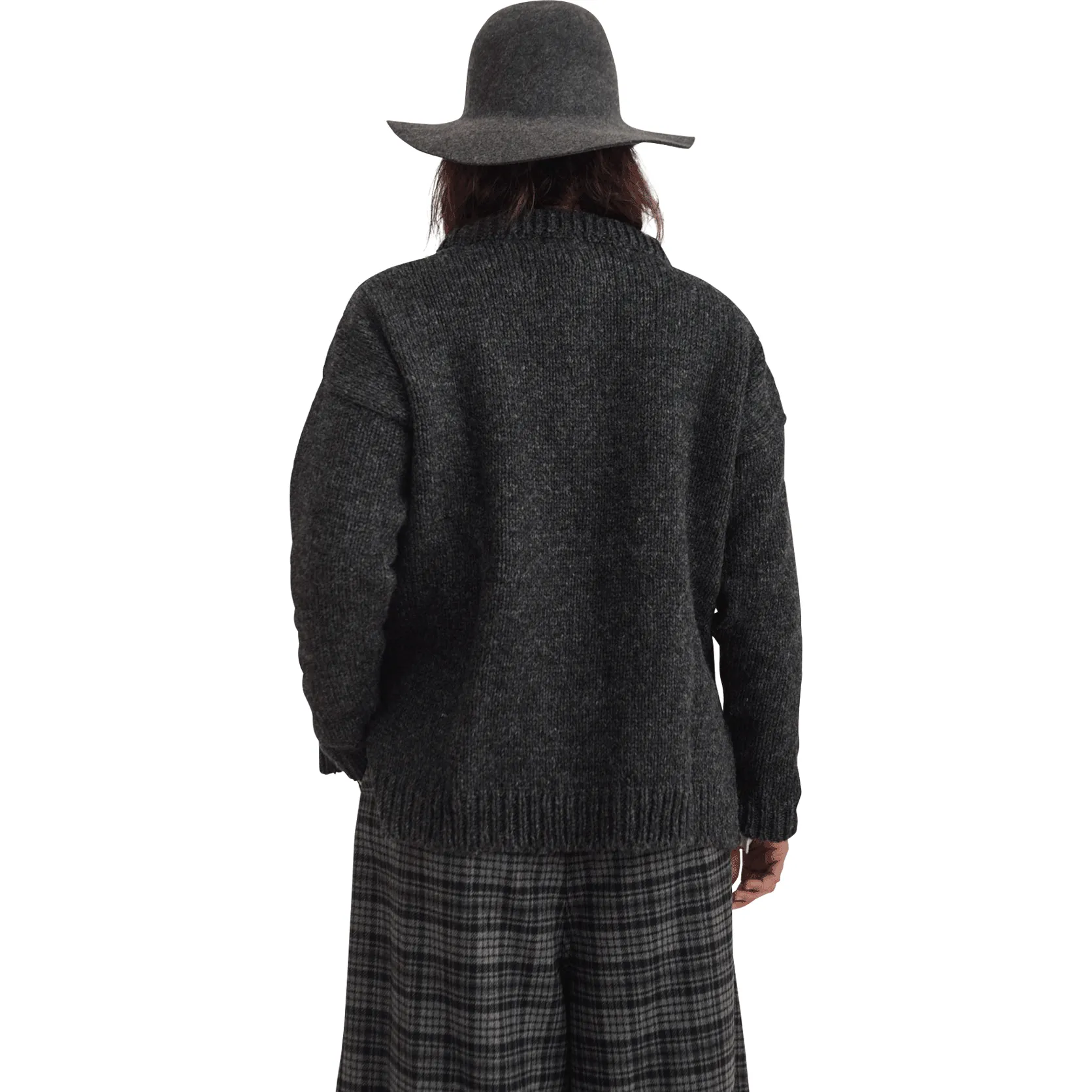 W Nansen Split Seam Sweater, Anthracite
