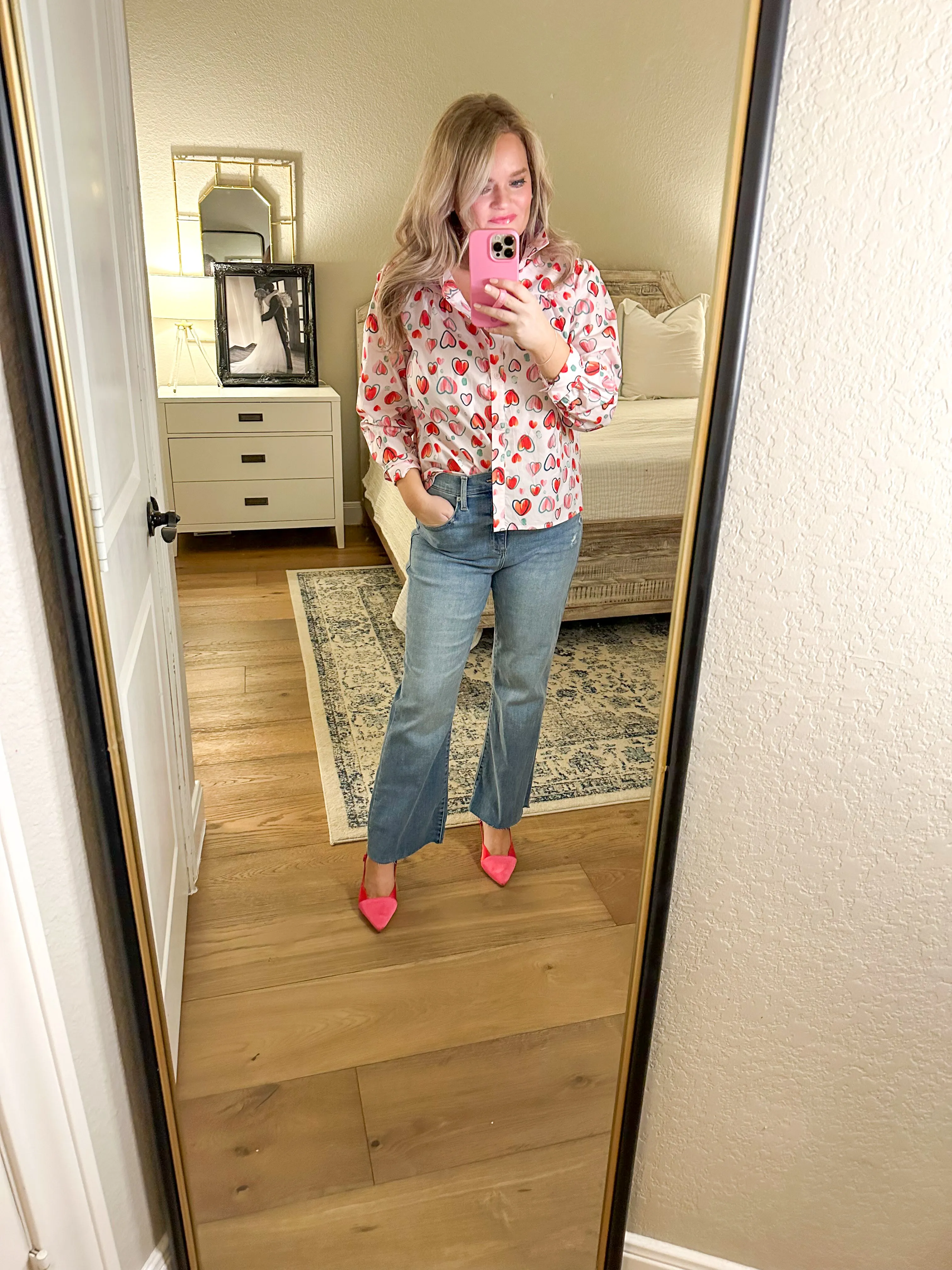 Watercolor Heart Button Up