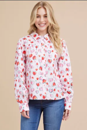 Watercolor Heart Button Up