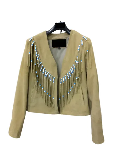 Western Fringe Beige Suede Leather Jacket for Women Cowgirl WFJ209