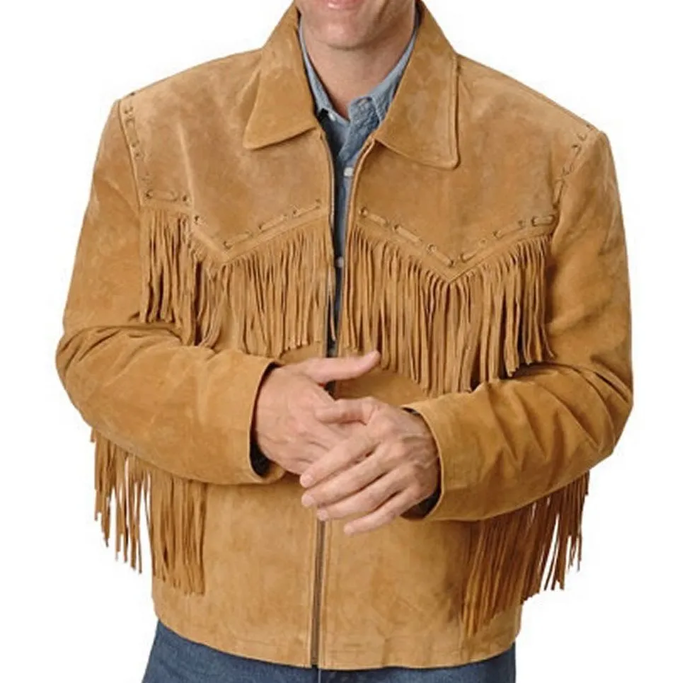 Western Suede Leather Fringe Jacket for Men in All Colors MWJ540