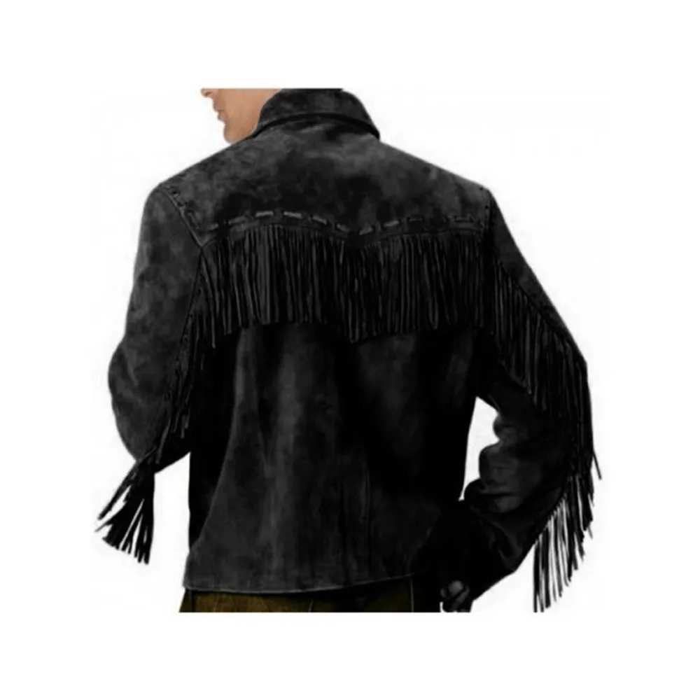 Western Suede Leather Fringe Jacket for Men in All Colors MWJ540