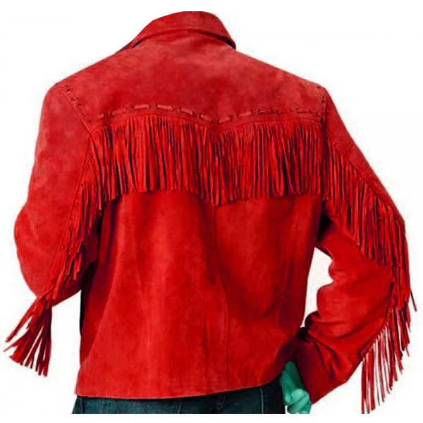 Western Suede Leather Fringe Jacket for Men in All Colors MWJ540