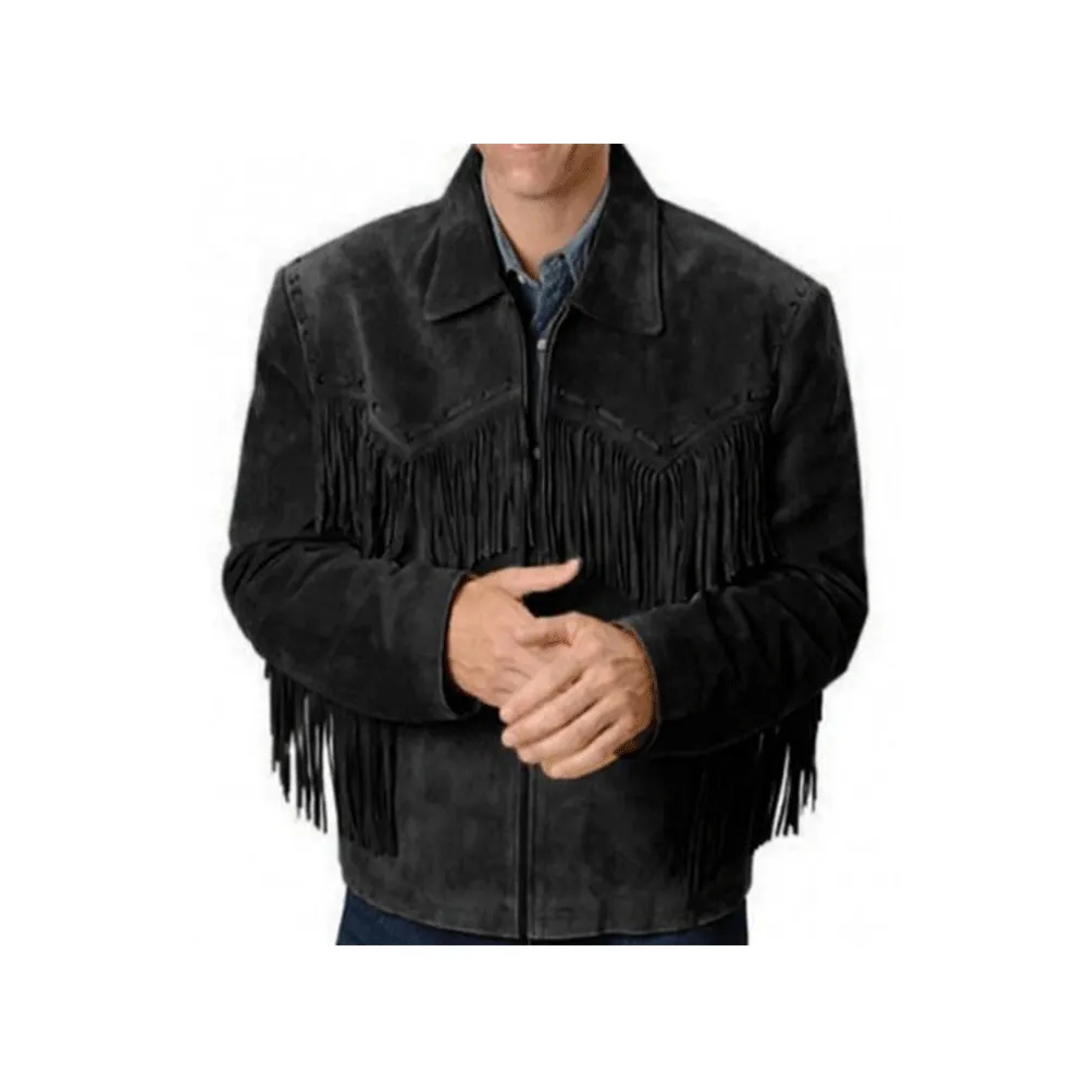 Western Suede Leather Fringe Jacket for Men in All Colors MWJ540