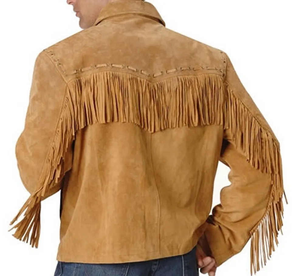 Western Suede Leather Fringe Jacket for Men in All Colors MWJ540