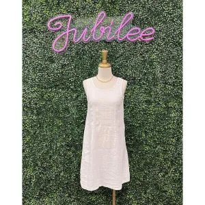 Willa White Midi Length Linen Dress