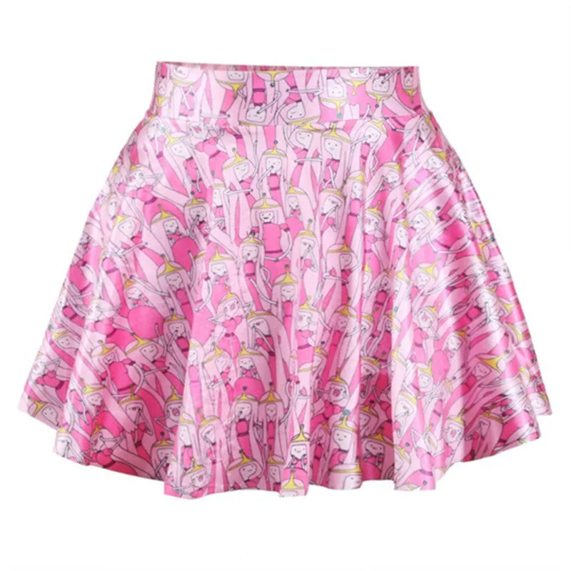 Women 3D Printed Short Mini High Waist Skirt Flared Pleated Skirts NW
